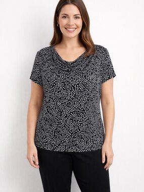 Liz Claiborne Black and White Patterned Blouse